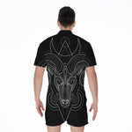 Black And White Aries Sign Print Men's Rompers