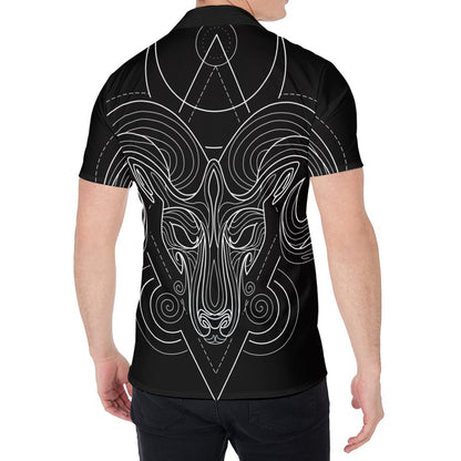 Black And White Aries Sign Print Men's Shirt