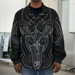 Black And White Aries Sign Print Men's Shirt Jacket