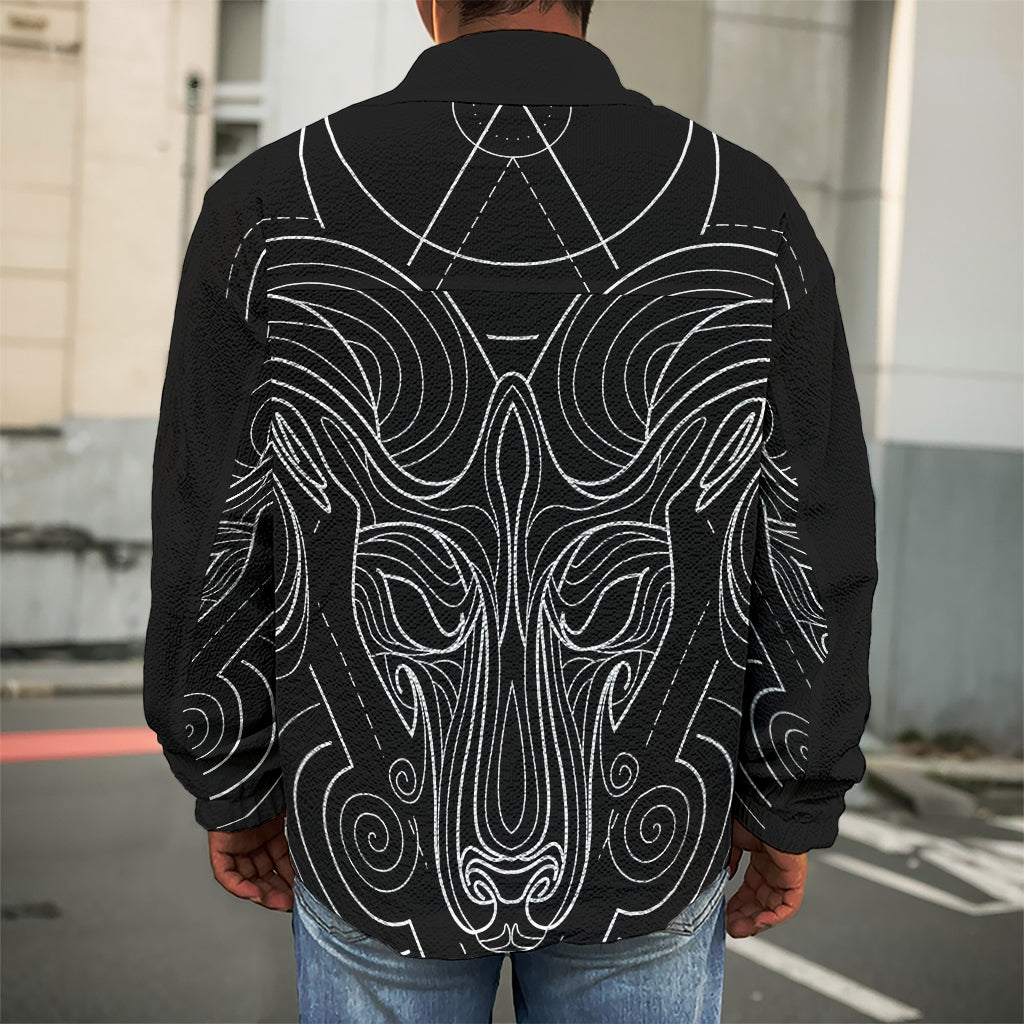 Black And White Aries Sign Print Men's Shirt Jacket