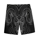 Black And White Aries Sign Print Men's Sports Shorts