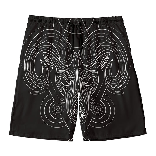 Black And White Aries Sign Print Men's Swim Trunks