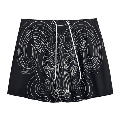 Black And White Aries Sign Print Mesh Shorts