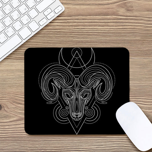 Black And White Aries Sign Print Mouse Pad