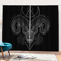 Black And White Aries Sign Print Pencil Pleat Curtains