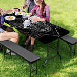 Black And White Aries Sign Print Picnic Table Cover