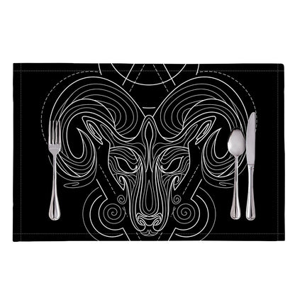Black And White Aries Sign Print Placemat