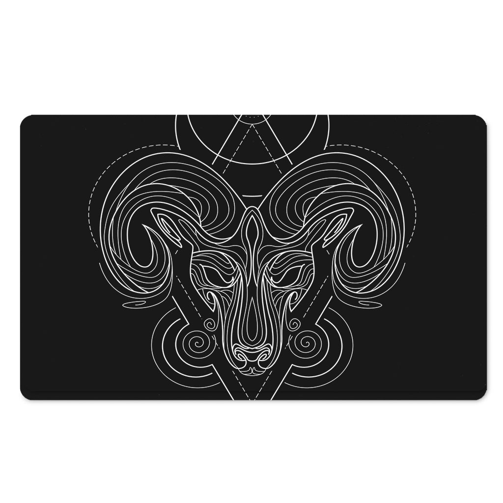 Black And White Aries Sign Print Polyester Doormat