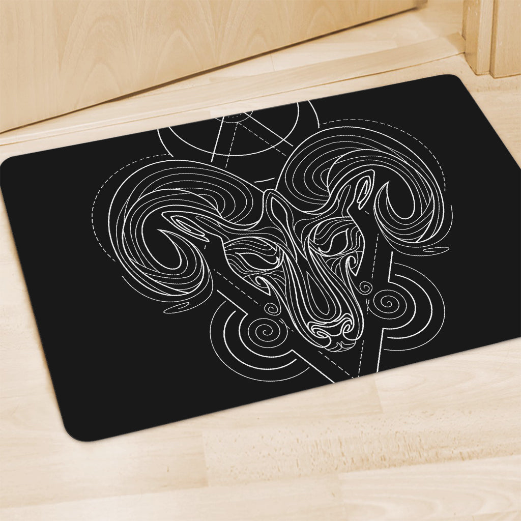 Black And White Aries Sign Print Polyester Doormat