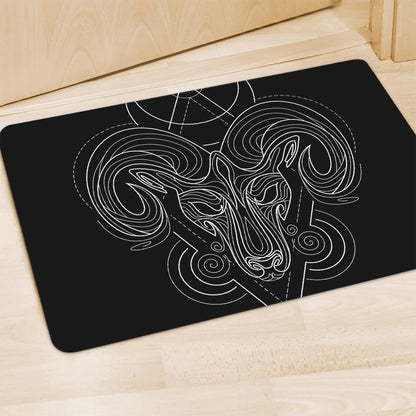Black And White Aries Sign Print Polyester Doormat