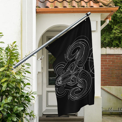 Black And White Aries Sign Print Polyester Flag