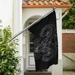 Black And White Aries Sign Print Polyester Flag
