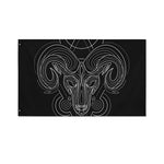 Black And White Aries Sign Print Polyester Flag