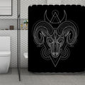 Black And White Aries Sign Print Polyester Shower Curtain