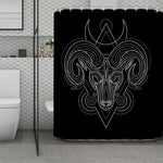 Black And White Aries Sign Print Polyester Shower Curtain