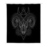 Black And White Aries Sign Print Polyester Shower Curtain