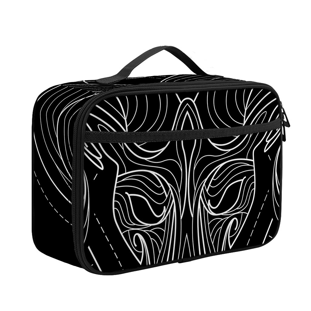 Black And White Aries Sign Print Portable Lunch Bag