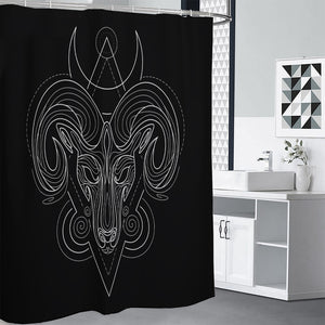 Black And White Aries Sign Print Premium Shower Curtain