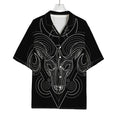Black And White Aries Sign Print Rayon Hawaiian Shirt