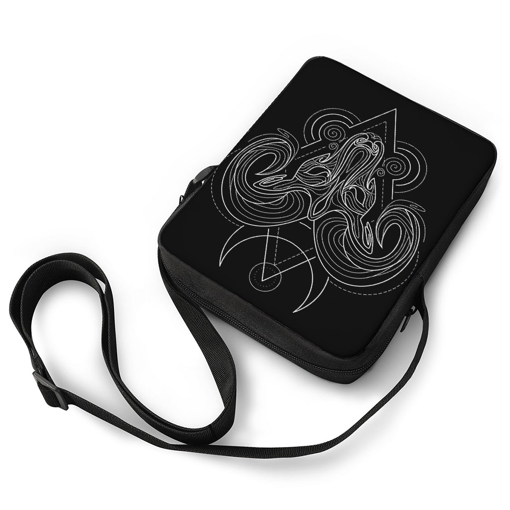 Black And White Aries Sign Print Rectangular Crossbody Bag