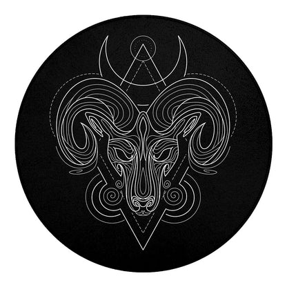 Black And White Aries Sign Print Round Blanket
