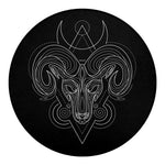 Black And White Aries Sign Print Round Blanket