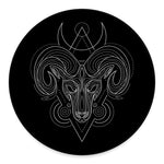 Black And White Aries Sign Print Round Floor Mat