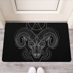 Black And White Aries Sign Print Rubber Doormat
