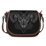 Black And White Aries Sign Print Saddle Bag
