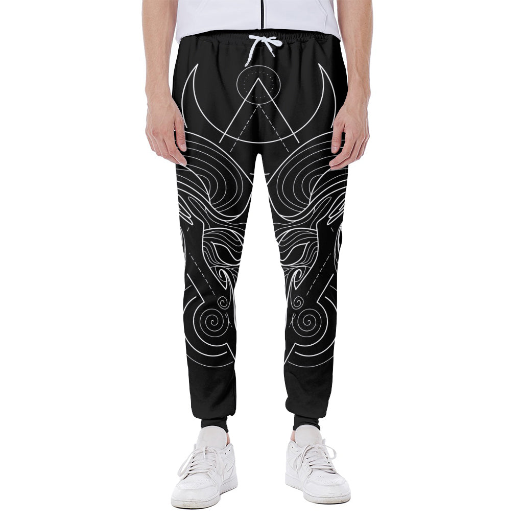 Black And White Aries Sign Print Scuba Joggers