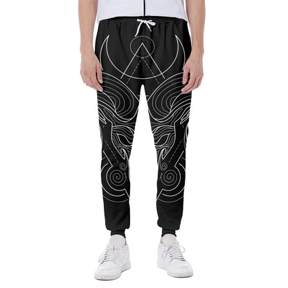 Black And White Aries Sign Print Scuba Joggers