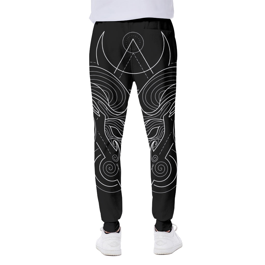 Black And White Aries Sign Print Scuba Joggers