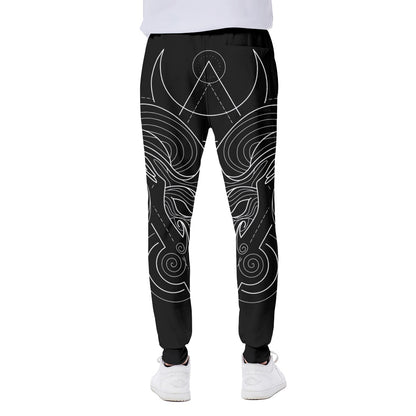 Black And White Aries Sign Print Scuba Joggers