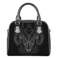 Black And White Aries Sign Print Shoulder Handbag