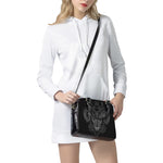 Black And White Aries Sign Print Shoulder Handbag