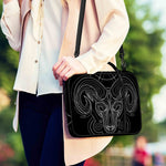 Black And White Aries Sign Print Shoulder Strap Bible Bag
