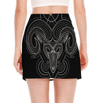 Black And White Aries Sign Print Side Slit Mini Skirt