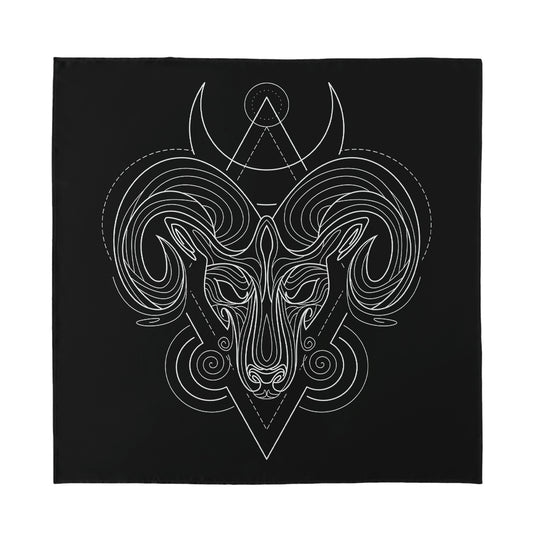 Black And White Aries Sign Print Silk Bandana