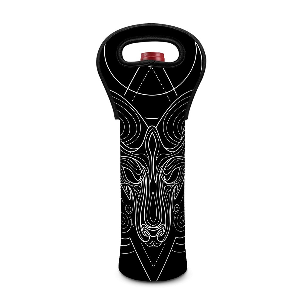 Black And White Aries Sign Print Single Neoprene Wine Tote
