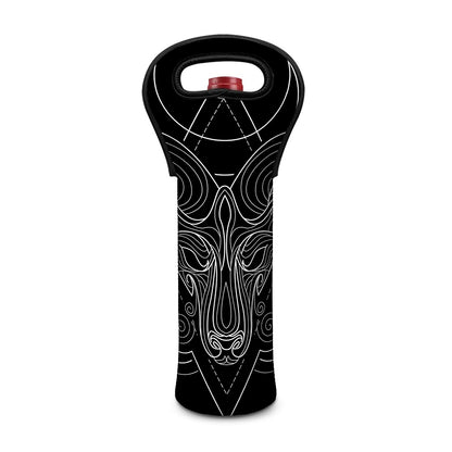 Black And White Aries Sign Print Single Neoprene Wine Tote