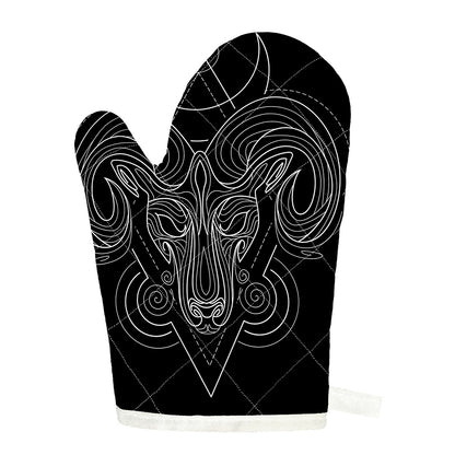 Black And White Aries Sign Print Single Oven Mitt