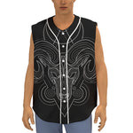 Black And White Aries Sign Print Sleeveless Baseball Jersey