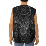 Black And White Aries Sign Print Sleeveless Baseball Jersey