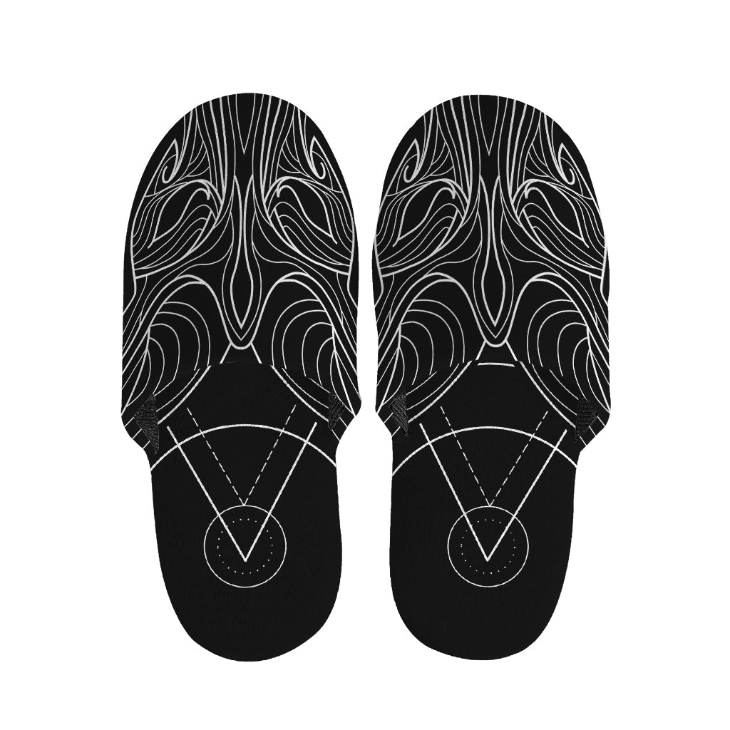 Black And White Aries Sign Print Slippers