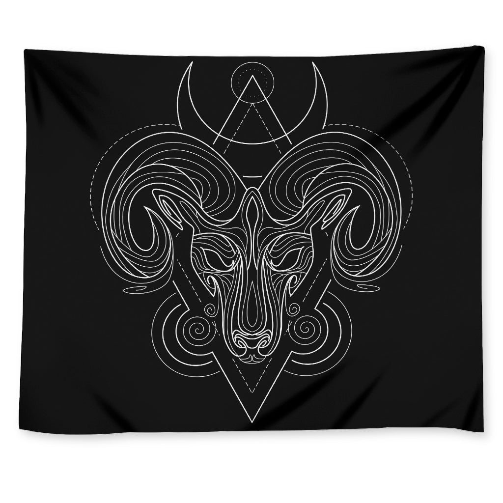 Black And White Aries Sign Print Tapestry