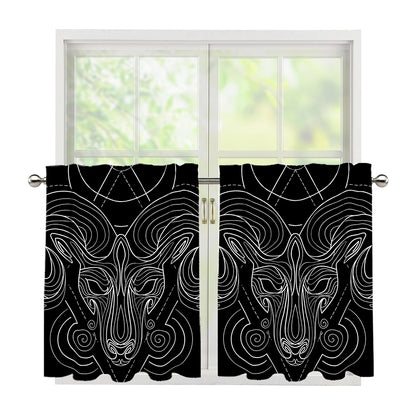 Black And White Aries Sign Print Tier Curtains
