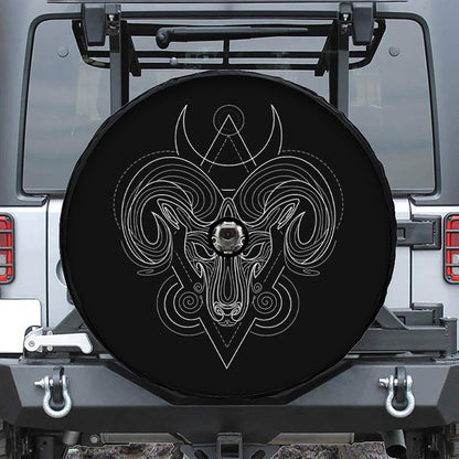 Black And White Aries Sign Print Tire Cover With Camera Hole