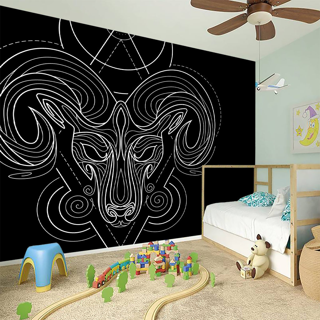 Black And White Aries Sign Print Wall Sticker