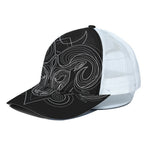 Black And White Aries Sign Print White Mesh Trucker Cap