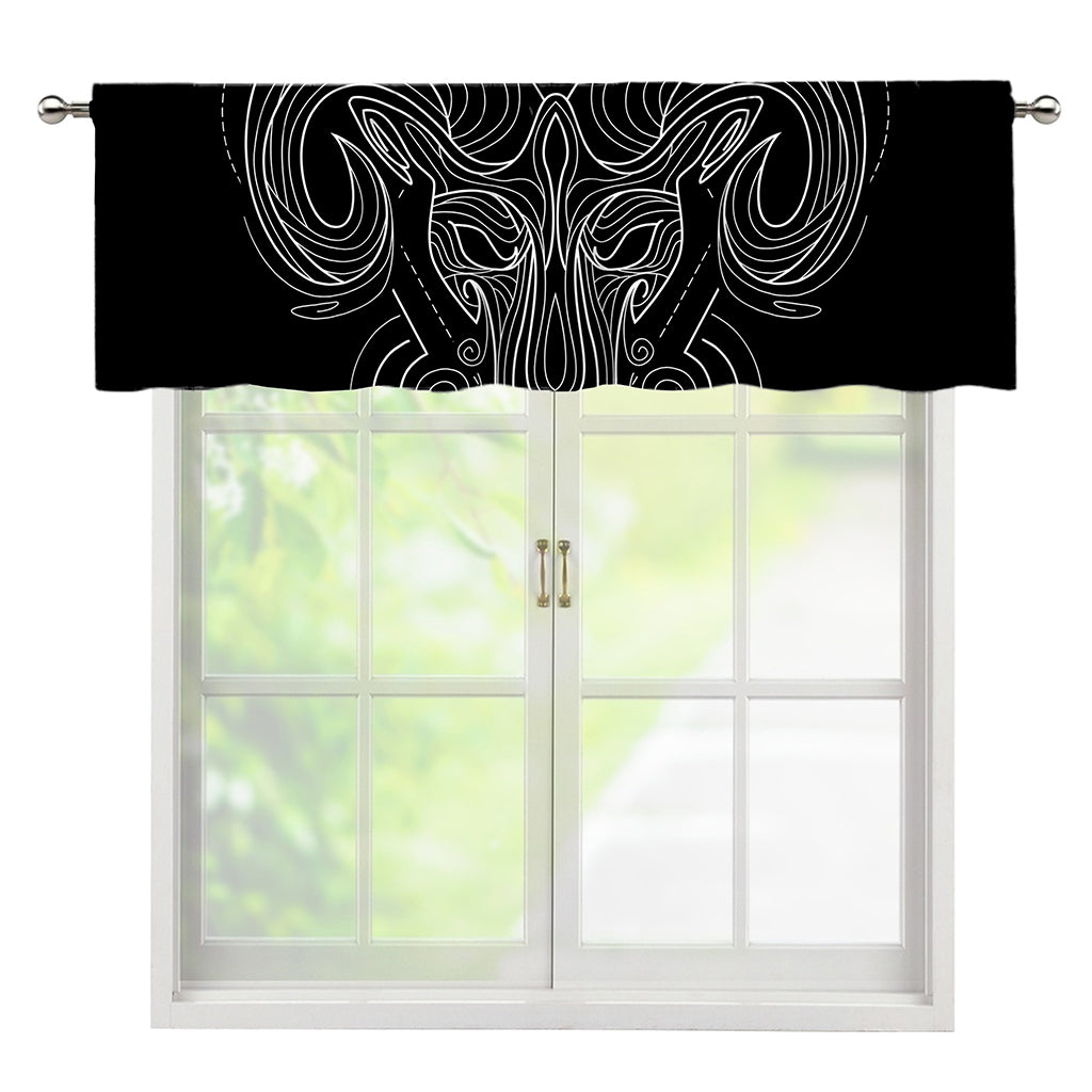 Black And White Aries Sign Print Window Valance
